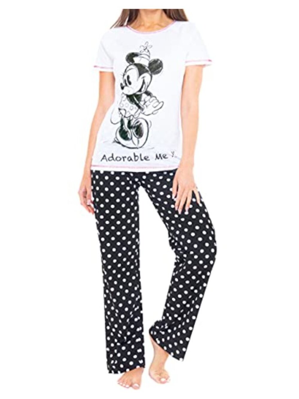 Disney Minnie Mouse Cotton Pajama Set Short Sleeve Tee Polka Dot Pants